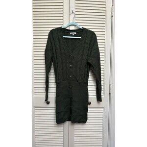 Steve Madden Luciana Mixed Stitch Long Sleeve Sweater Dress OLIVE SZ XS